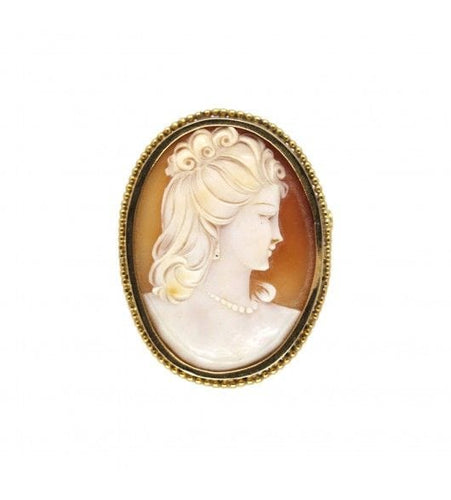 Broche Jaune / Or 750 Broche Camée coquille 58 Facettes 210116R