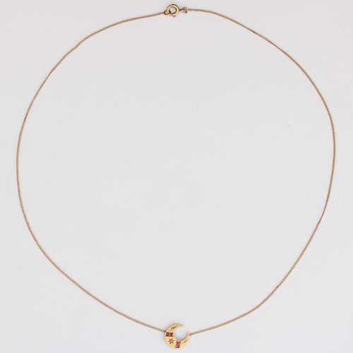 Collier Collier ancien croissant or pierres rouges diamants 58 Facettes 22-288