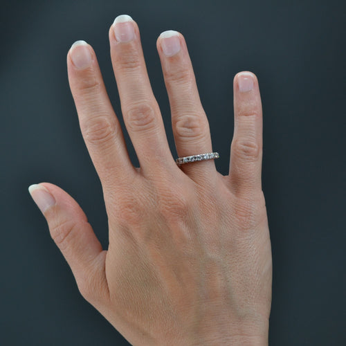 Bague 53 Demi alliance diamants or blanc 58 Facettes 22-160