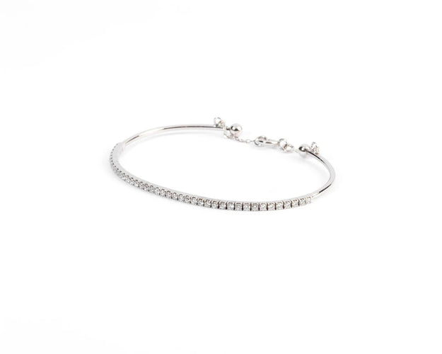 Bracelet Bracelet demi jonc or gris et diamant sur le dessus 58 Facettes 0