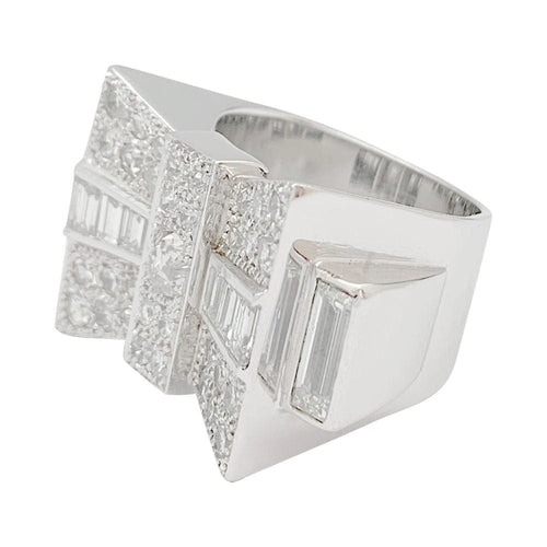 Bague 57 Bague Tank en platine et diamants. 58 Facettes 31424