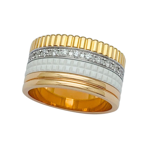 Bague 57 Bague Boucheron, "Quatre White Edition Large", trois ors, céramique blanche, diamants. 58 Facettes 31693