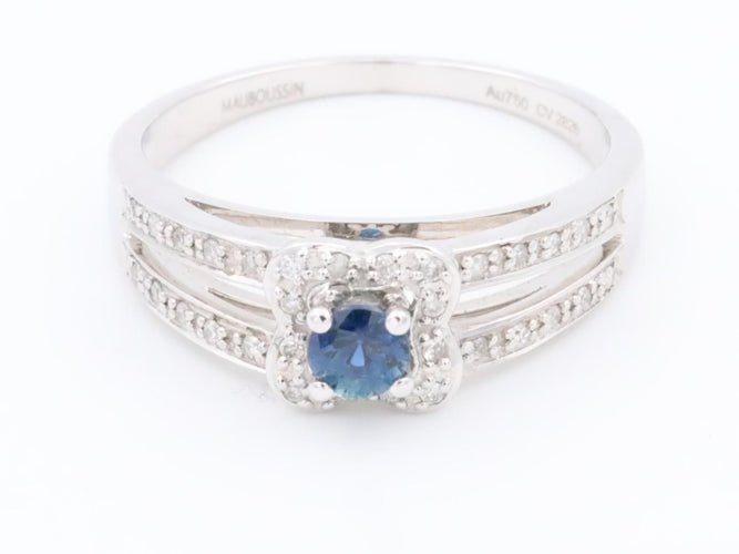 Bague 53 Mauboussin Bague Solitaire Chance of love Or blanc Saphir 58 Facettes 1655229CN