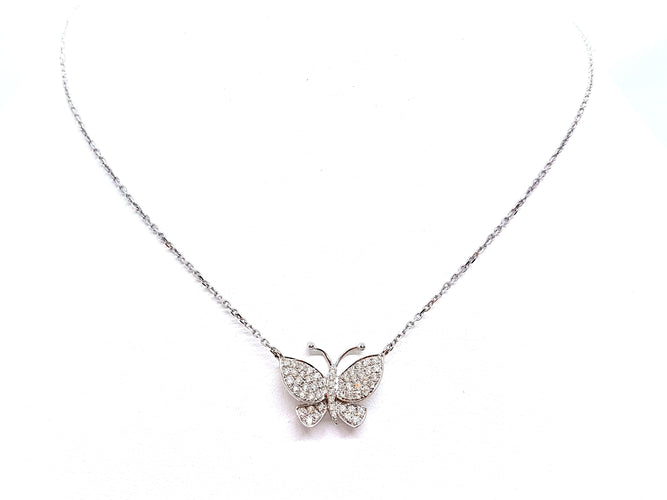 Collier Collier Papillon Or blanc Diamant 58 Facettes 06136CD