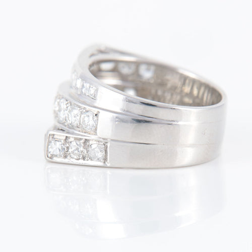 Bague 54 Bague or blanc, diamants ronds et carrés 58 Facettes