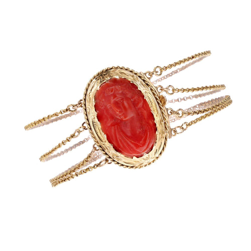 Bracelet Bracelet chaines or et fermoir camée corail 58 Facettes CVBR51