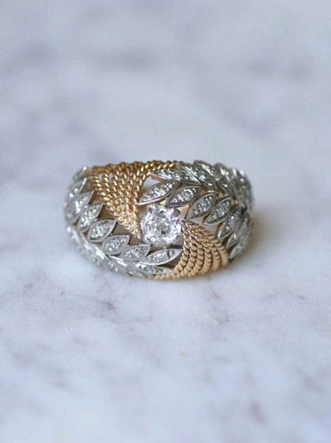 Bague Dôme vintage palmes diamants 58 Facettes