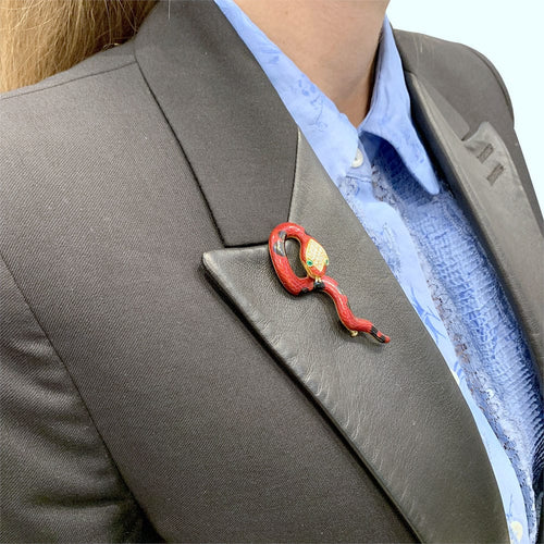 Broche Broche David Webb, "Serpent", émail, diamants et émeraudes. 58 Facettes 31590