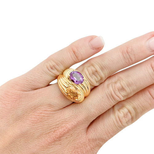 Bague 53 Bague Boucheron, "Toi et Moi", or jaune, améthyste, citrine. 58 Facettes 31432