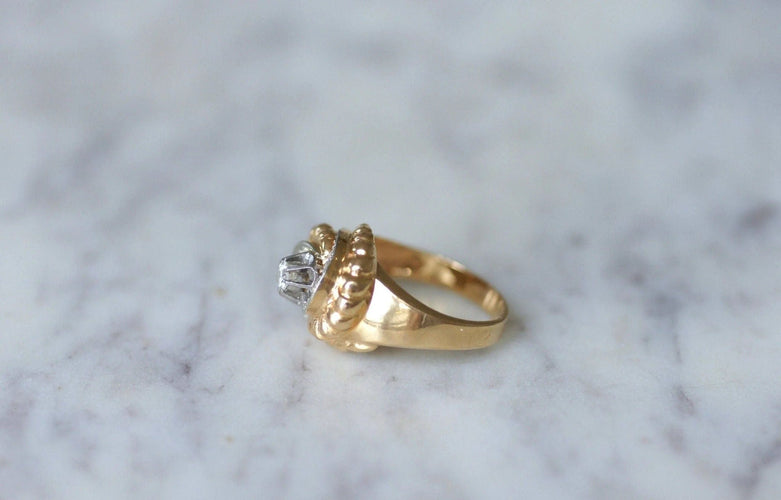 Bague Bague tourbillon vintage or rose et diamants 58 Facettes