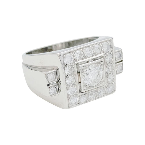Bague 54 Bague Art Déco en platine et diamants. 58 Facettes 31132