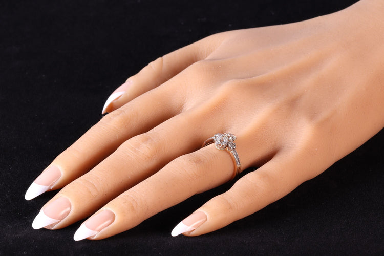 Bague 56 Charm Art Déco de Bague Vintage : platine, or jaune et diamants 58 Facettes 23360-0335