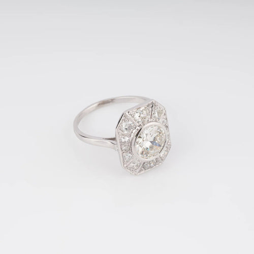 Bague Bague Art Déco Diamant Taille Ancienne Platine 58 Facettes