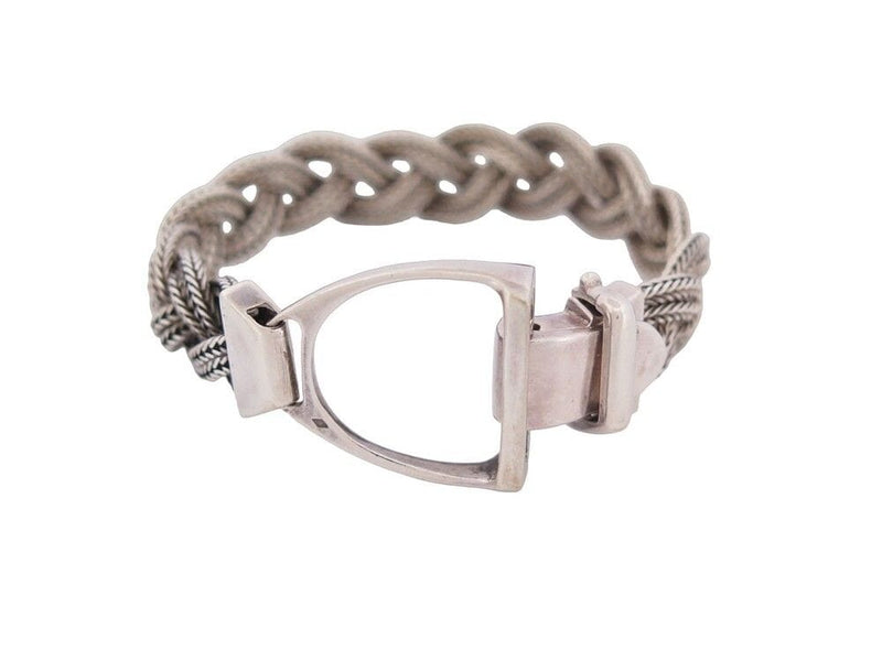 vintage HERMES stirrup saddlery bracelet silver 800 braided mesh