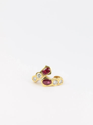 Boucles d'oreilles Boucles d’oreilles demi-créoles Or jaune Diamants Rubis 58 Facettes 667