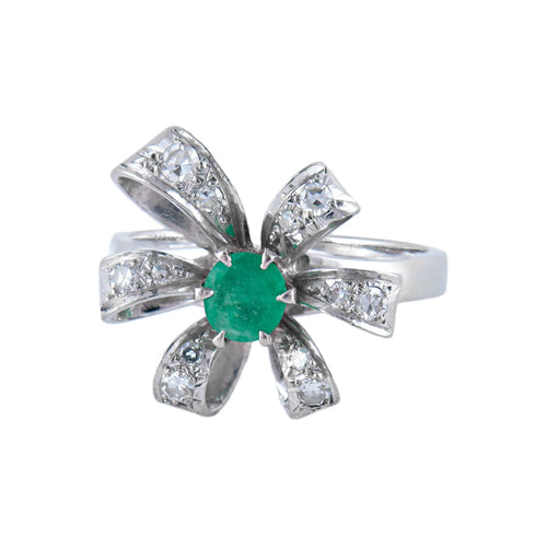 Bague Or blanc / Diamants BAGUE  « NOEUD » DIAMANTS & EMERAUDE 58 Facettes BO/0300812