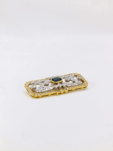 Broche Broche plaque en or, diamants et saphir ovale 58 Facettes J297