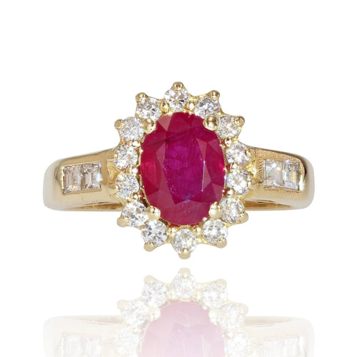 Bague 53 Bague rubis diamants or jaune 58 Facettes 21-828