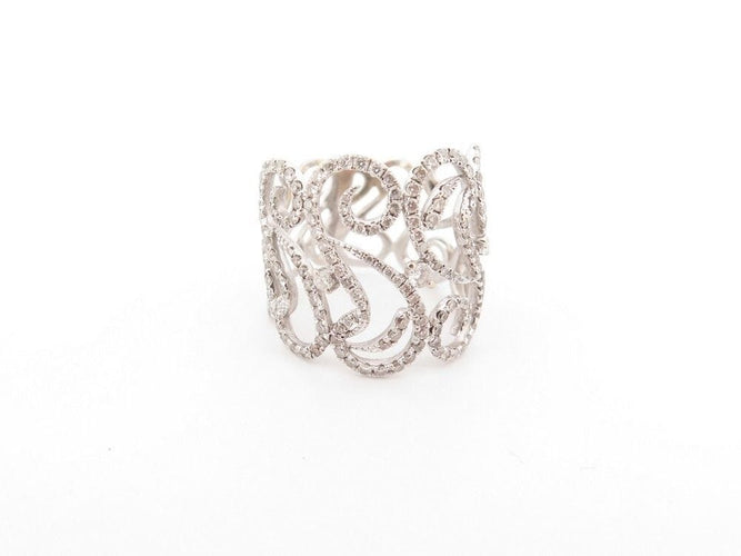 Bague 50 bague DJULA dentelles vagues 50 en or blanc 18k & diamants 58 Facettes 242626