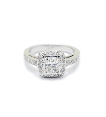 Bague Tour de doigt : 46 / Blanc/Gris / Or 750‰ Bague Solitaire Diamant radiant 0.58 carat 58 Facettes 220533R
