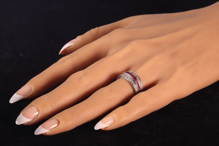 Bague 54 Alliance, rubis, saphirs, diamant 58 Facettes 22350-0261
