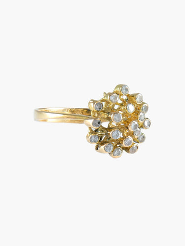 Bague Or Jaune / 52 BAGUE "FLEUR" OR & oxydes de zirconium 58 Facettes BO/220004 STA