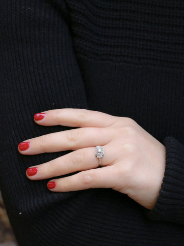 Bague 52 Bague Art-Déco Or blanc Platine Diamants 58 Facettes J180