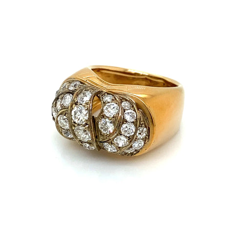 Bague 56 Bague Art Déco Diamants Or Argent 58 Facettes