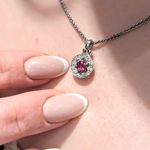 Pendentif Pendentif Or blanc Diamants Rubis 58 Facettes 28846