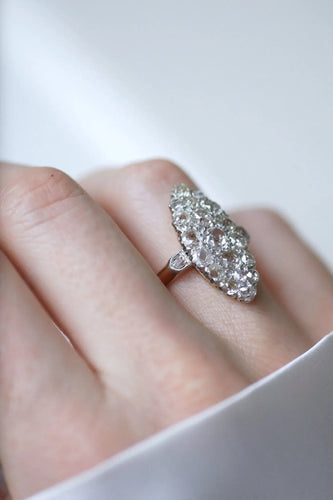 Bague 59 Bague marquise Or rose Platine Diamants 58 Facettes