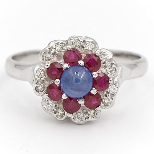 Bague 57 Bague Marguerite Or blanc Saphir 58 Facettes 1628715CN
