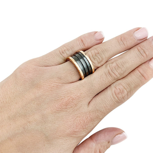 Bague 53 Bague Bulgari, "B.Zero1", or rose et céramique. 58 Facettes 30729