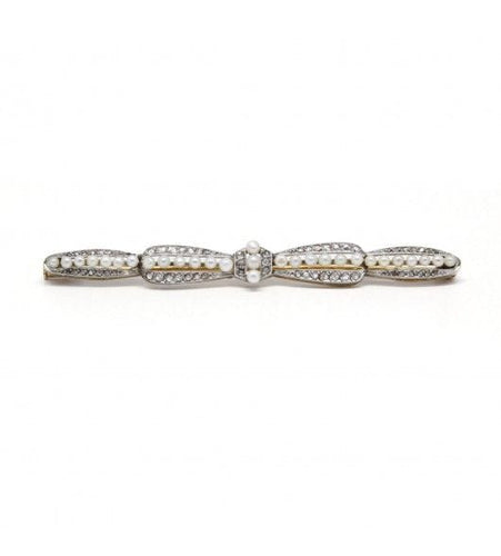 Broche Jaune et blanc / Or 750 et Platine 950 Broche barrette perles et diamants 58 Facettes 160149R