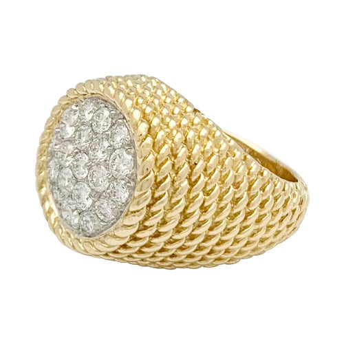 Bague 46 Bague dôme or jaune, platine, diamants. 58 Facettes 31983