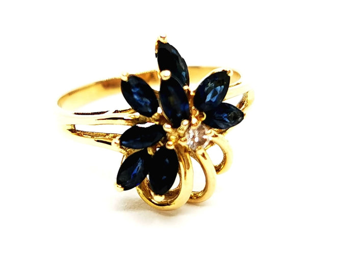 Bague 52 Bague Fleur Or jaune Saphir 58 Facettes 1292374CN