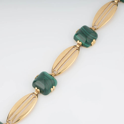 Bracelet Bracelet or jaune, malachite 58 Facettes 1