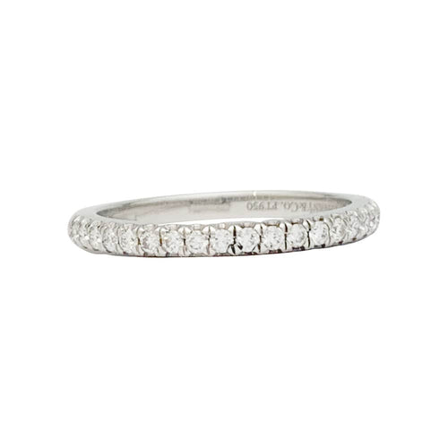 Bague 49 Alliance Tiffany & Co.,"Eternité demi-cercle", platine et diamants. 58 Facettes 31202
