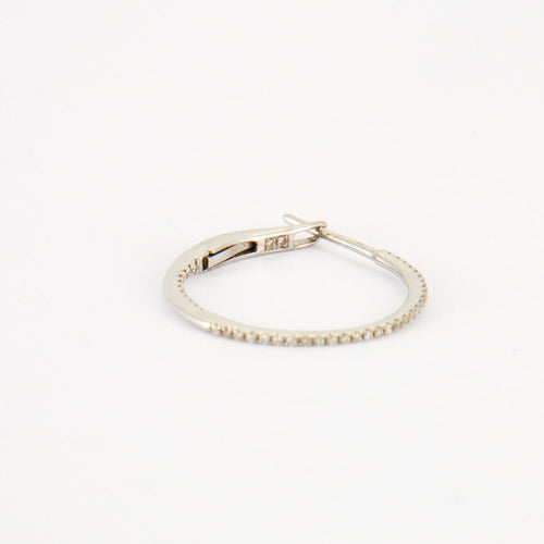 Boucles d'oreilles Créoles en or blanc diamants 58 Facettes