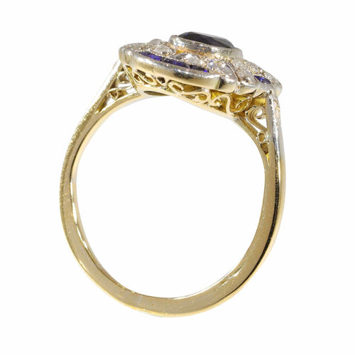 Bague 55 Bague de fiançailles Art Déco diamants Saphirs 58 Facettes 23263-0556