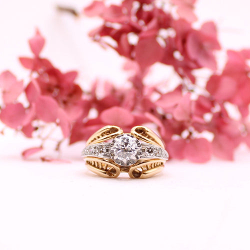 Bague 52 Bague Solitaire Art Déco Diamant 0.60 ct 58 Facettes