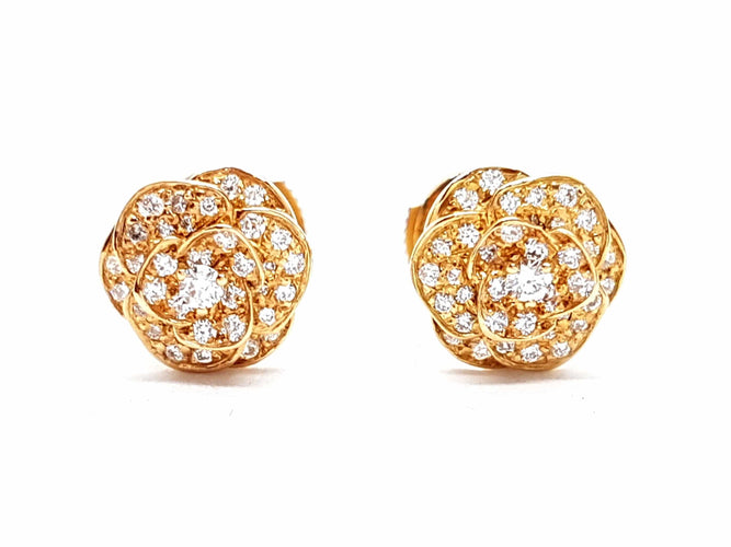 Boucles d'oreilles Boucles d'oreilles Fleur Or rose Diamant 58 Facettes 578707RV