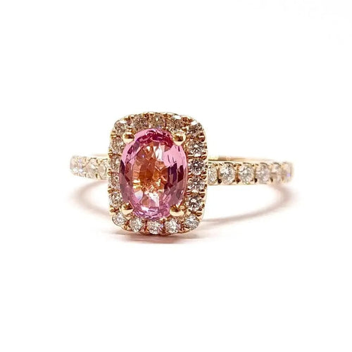 Bague Bague spinelle rose diamants or rose 58 Facettes