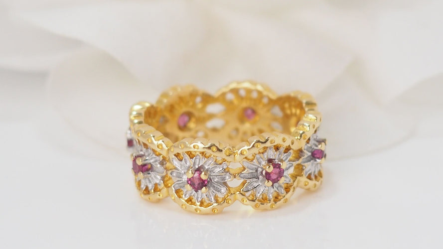 Bague 54 Bague ajourée en Or 2 tons, rubis 58 Facettes 31804