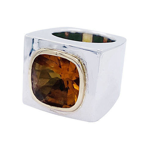 Bague 49 Bague vintage or blanc, or jaune et citrine. 58 Facettes 32494