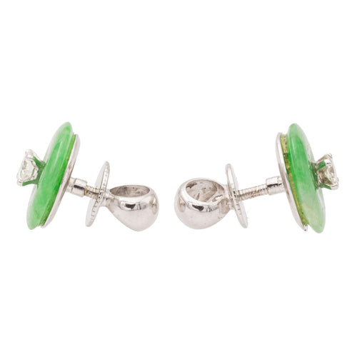 Boucles d'oreilles Boucles d'oreilles Puces Or blanc Jade Jadéite 58 Facettes 2432028CN
