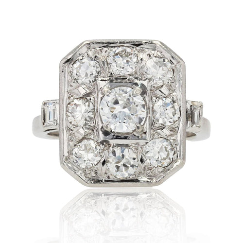 Bague 52 Bague Art déco platine diamants rectangulaire 58 Facettes 22-504