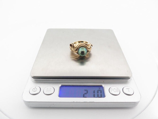 Bague 54 bague perle noire 10mm or jaune 18k 21gr taille 54 black pl 58 Facettes 253779