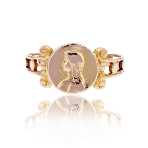 Bague 46 Bague ancienne or rose Vierge Marie 58 Facettes 22-519