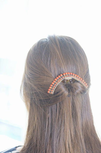 Accessoire Peigne à cheveux, diadème ancien, en corne et corail, sur argent vermeillé 58 Facettes