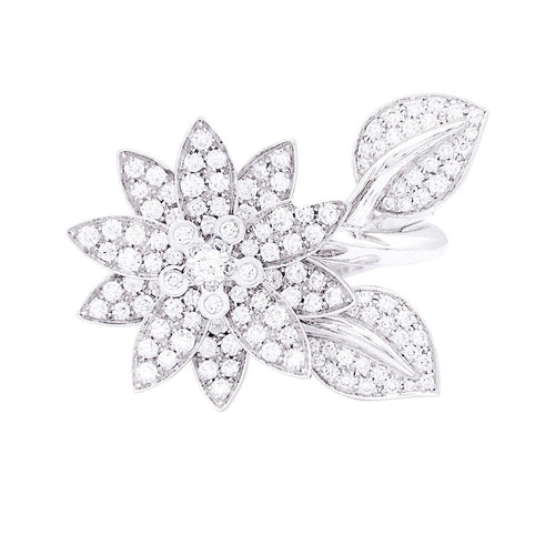 Bague 53 Bague Van Cleef & Arpels "Lotus" or blanc, diamants. 58 Facettes 33557